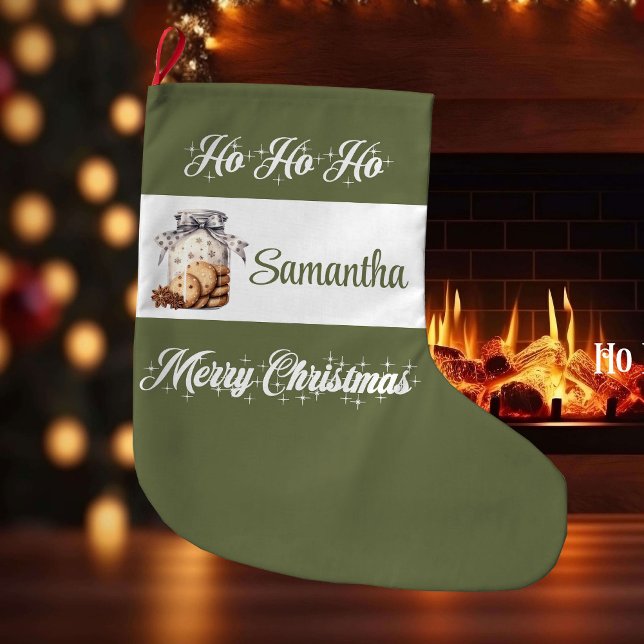 Chic earthy pastel tones personalized christmas  stor julstrumpa (Chic earthy pastel tones personalized christmas stocking

)