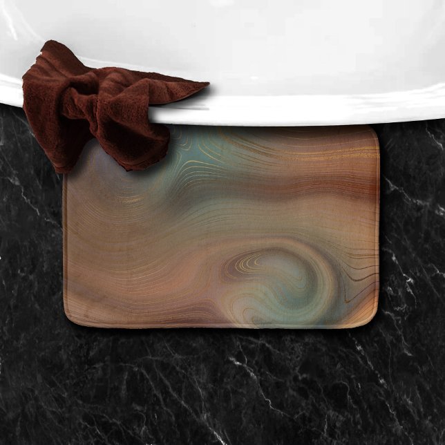 Chic Earthy Strata | Stenagat av naturkoppar Badrumsmatta (Skapare uppladdad)