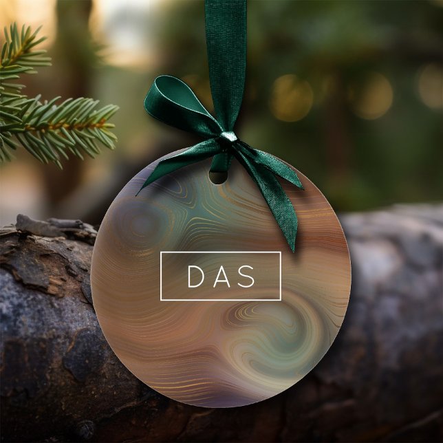 Chic Earthy Strata | Stenagat av naturkoppar Julgransprydnad Keramik (Skapare uppladdad)