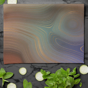 Chic Earthy Strata Stenagat av naturkoppar Kökshandduk