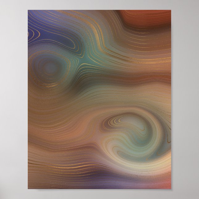 Chic Earthy Strata | Stenagat av naturkoppar Poster (Framsidan)