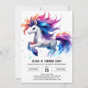 Chic Editable Horse Birthday Inbjudningar