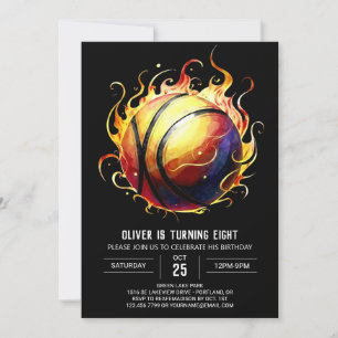 Chic Editable Roligt Basketball Birthday Inbjudningar