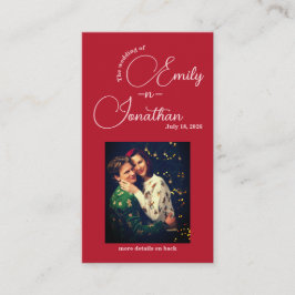 Chic Editorial Deep Red Compact QR Code Wedding Tilläggskort