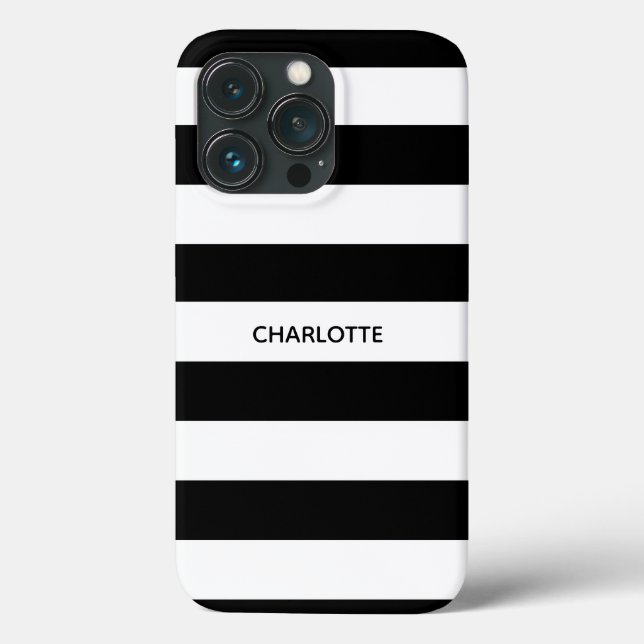 Chic, eget namn, monogram för svartvit rand (Baksida)