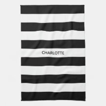 Chic, eget namn, monogram för svartvit rand