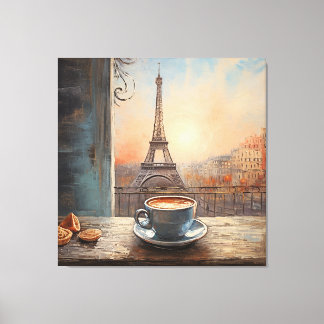 Chic Eiffel Torn Cafe Coffee Chalkboard Paris Canvastryck