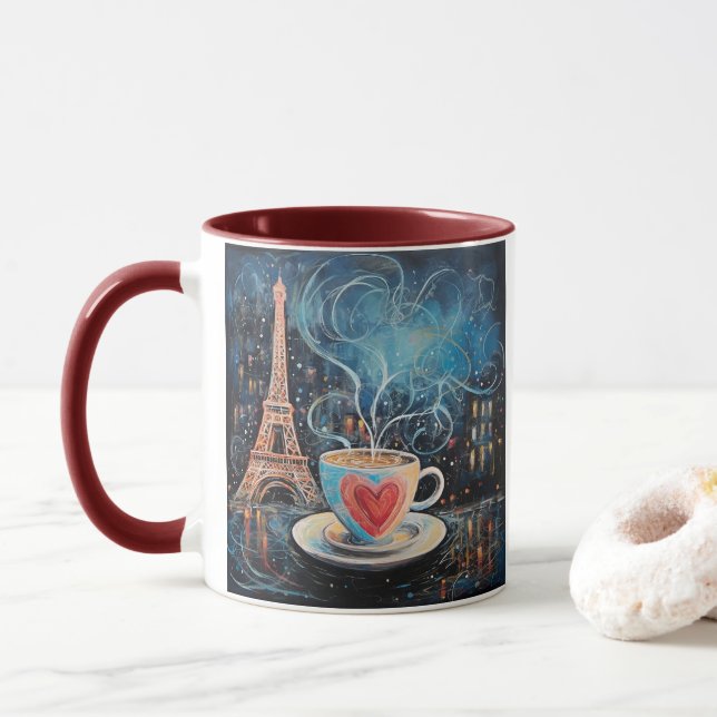 Chic Eiffel Torn Cafe Coffee Chalkboard Paris Mugg (Med munk)