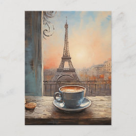 Chic Eiffel Torn Cafe Coffee Chalkboard Paris Vykort