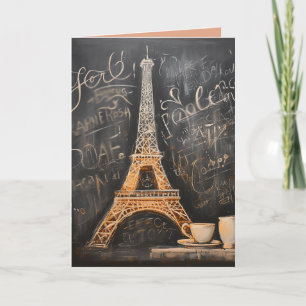 Chic Eiffel Torn Cafe Coffee Paris Birthday Kort