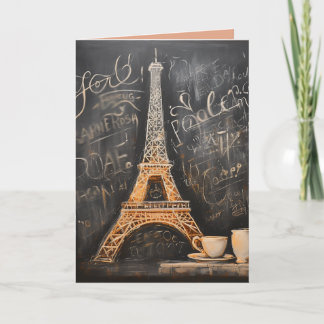 Chic Eiffel Torn Cafe Coffee Paris Birthday Kort