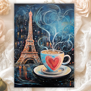 Chic Eiffel Torn Cafe Coffee Paris Birthday Kort