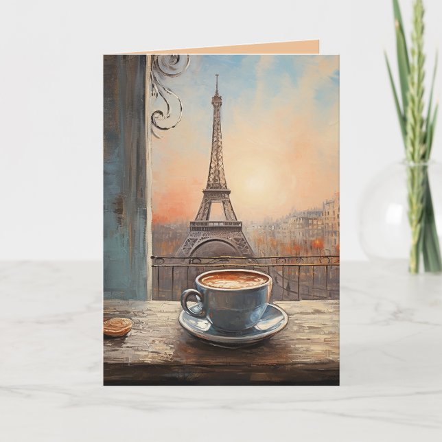 Chic Eiffel Torn Cafe Coffee Paris Birthday Kort (Framsida)