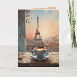 Chic Eiffel Torn Cafe Coffee Paris Birthday Kort
