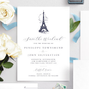 Chic Eiffel Torn Paris Spara Helg Bröllop Datumet