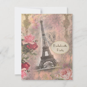 Chic Eiffel Torn & Ro Bachelorette Party Inbjudningar
