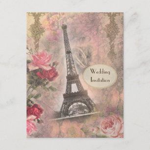 Chic Eiffel torn & ro som gifta sig inbjudan