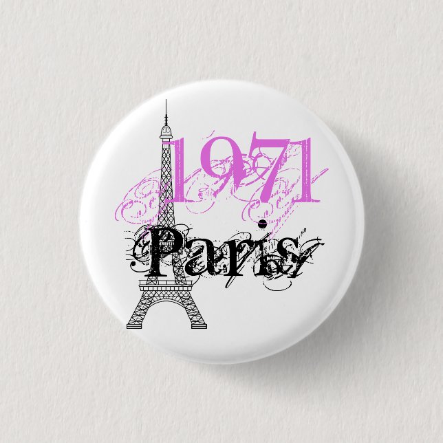 Chic Eiffel Torn Rosa Black 50:e födelsedagen Knapp (Framsida)