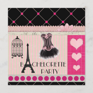 Chic Eiffel Torn Rosa Paris Bachelorette Party Inbjudningar
