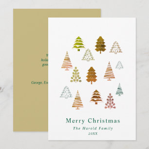 Chic ej fotokort Elegant Golden Julgranar Card Inbjudningar
