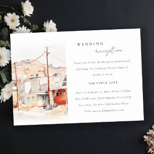 Chic El Paso Texas City Scape Wedding Reception Tilläggskort