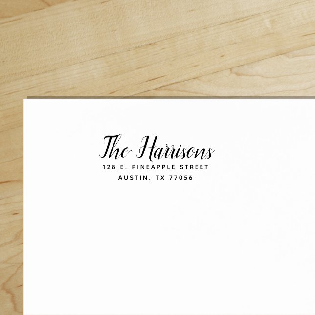 Chic Elegance Modern Minimalist Returadress Självfärgande Stämpel ("Everyday is abundantly beautiful." 
Sincerely Best Wishes from Lucky Design World)