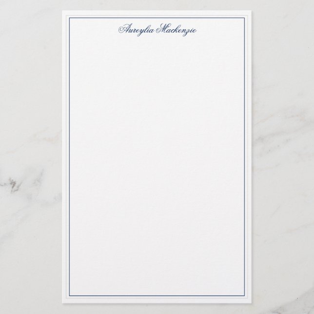 Chic Elegant - blå Personlig Brevpapper (Framsida)