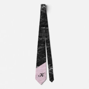 Chic Elegant Black Rosa Marble Monogrammed Slips