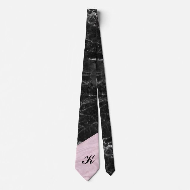 Chic Elegant Black Rosa Marble Monogrammed Slips (Framsida)