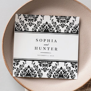 Chic Elegant Black White Damask Wedding Pappersservett