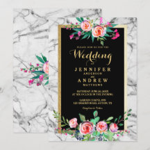 Chic Elegant Blommigt Marble Wedding bjudande