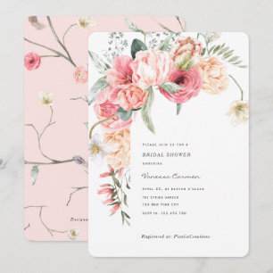 Chic elegant blommigt trädgård romantisk vattenfä inbjudningar