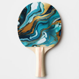 Chic Elegant blue grönt guld Faux Marble Pingisracket