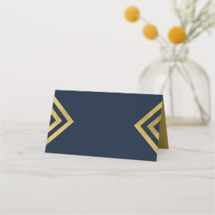 Chic Elegant Blue och Faux Guld Geometric Placeringskort