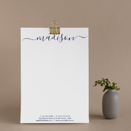 Chic Elegant Blue Typography Monogram Brevhuvud