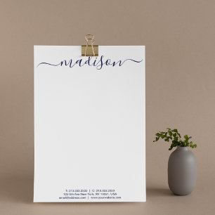 Chic Elegant Blue Typography Monogram Brevhuvud
