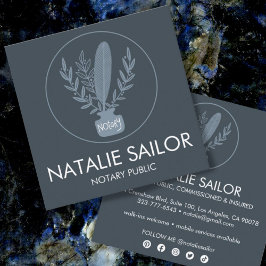 Chic Elegant Botanisk Quill Logotyp Notary Public Fyrkantigt Visitkort