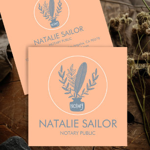 Chic Elegant Botanisk Quill Logotyp Notary Public Fyrkantigt Visitkort