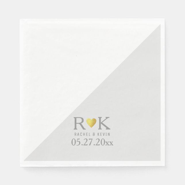 chic elegant bröllop monogram pappersservett (Framsidan)