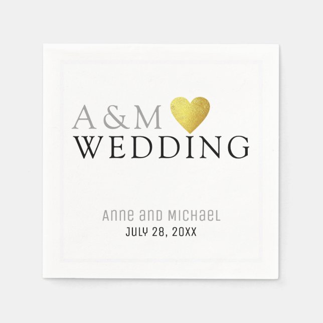 chic elegant bröllop mottagning party monogrammet pappersservett (Framsidan)