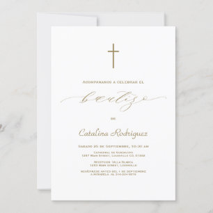 Chic Elegant Call De Bautizo Girl Baptism Inbjudningar