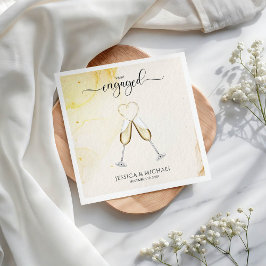 Chic Elegant Champagne Guld Heart Förlovningsfest Pappersservett