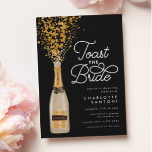 Chic Elegant Champagne Toast Guld Möhippa Inbjudningar