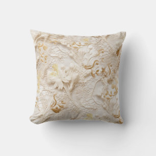 Chic,Elegant Creams & läderblomma struktur utseend Kudde