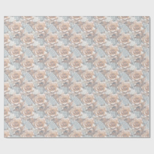 Chic,Elegant Creams & läderblomma struktur utseend Presentpapper