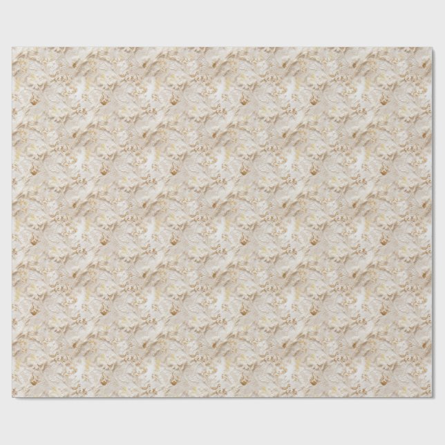 Chic,Elegant Creams & läderblomma struktur utseend Presentpapper (Platt)