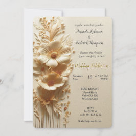 Chic, Elegant Creams och läderblomma struktur utse Inbjudningar