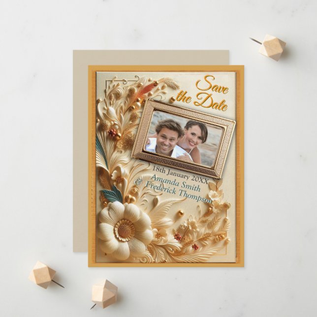 Chic, Elegant Creams och läderblomma struktur utse Meddelande (Fram/Back In Situ)