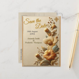 Chic, Elegant Creams och läderblomma struktur utse Meddelande Vykort