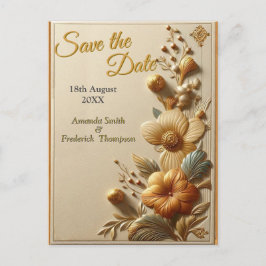 Chic, Elegant Creams och läderblomma struktur utse Meddelande Vykort